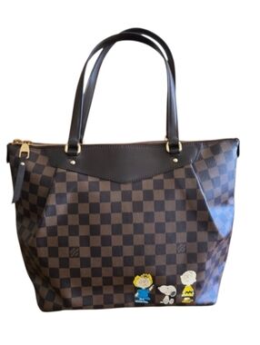 Louis Vuitton Brown Damier Ebene Tote with Peanuts Motifs